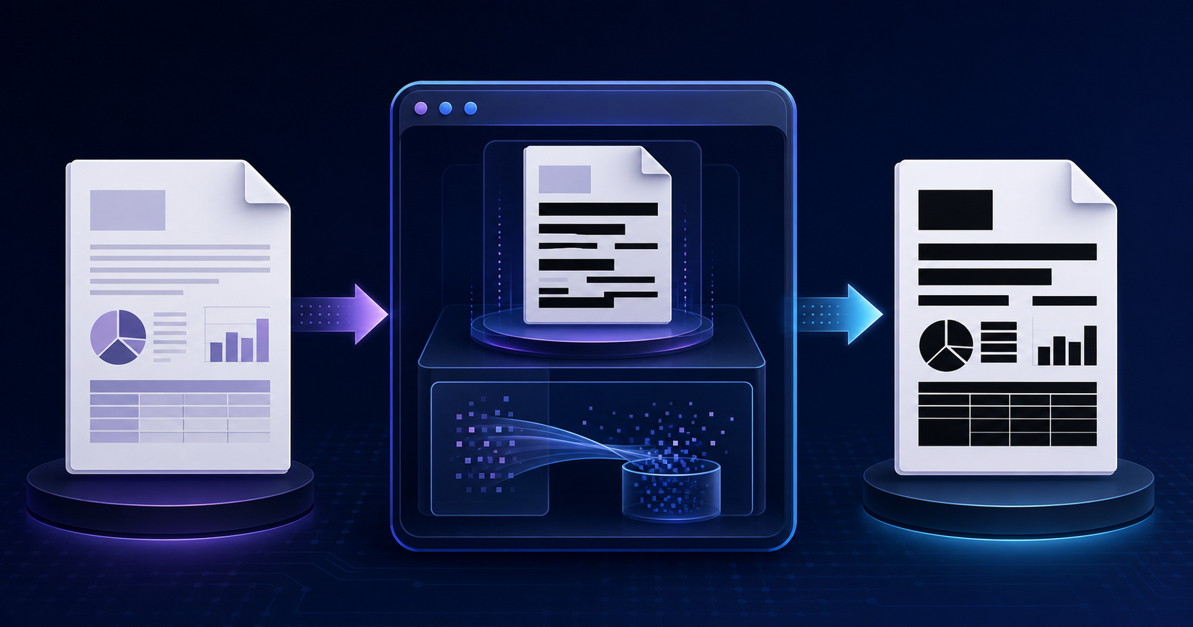 Illustration of local PDF processing for content redaction and trace cleanup